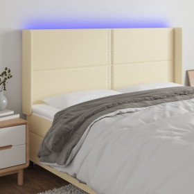 Kopfteil mit LED-Creme-Kunstleder 203x16x118/128 cm von vidaXL, Kopf- und Fußteile - Ref: Foro24-3124018, Preis: 148,99 €, Ra...