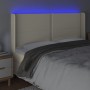 Cabecero con LED cuero sintético color crema 203x16x118/128 cm de vidaXL, Cabeceros y pies de cama - Ref: Foro24-3124018, Pre...