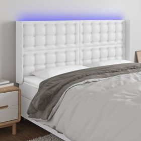 Headboard with LED white synthetic leather 147x16x118/128 cm by vidaXL, Headboards and footboards - Ref: Foro24-3124139, Pric...