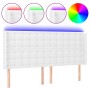 Headboard with LED white synthetic leather 147x16x118/128 cm by vidaXL, Headboards and footboards - Ref: Foro24-3124139, Pric...