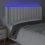 Cabecero con LED cuero sintético blanco 147x16x118/128 cm de vidaXL, Cabeceros y pies de cama - Ref: Foro24-3124139, Precio: ...