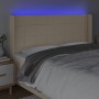 Cabecero con LED de tela color crema 203x16x118/128 cm de vidaXL, Cabeceros y pies de cama - Ref: Foro24-3124075, Precio: 145...