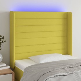 Headboard with LED in green fabric 93x16x118/128 cm by vidaXL, Headboards and footboards - Ref: Foro24-3124177, Price: 80,99 ...