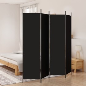 Biombo divisor de 4 paneles de tela negro 200x200 cm de vidaXL, Divisores de ambientes - Ref: Foro24-350185, Precio: 38,99 €,...