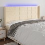 Cabecero con LED de tela color crema 183x16x118/128 cm de vidaXL, Cabeceros y pies de cama - Ref: Foro24-3124067, Precio: 141...