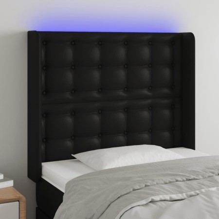 Headboard with LED black synthetic leather 103x16x118/128 cm by vidaXL, Headboards and footboards - Ref: Foro24-3124132, Pric...