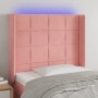 Pink velvet headboard with LED 93x16x118/128 cm by vidaXL, Headboards and footboards - Ref: Foro24-3124089, Price: 84,53 €, D...