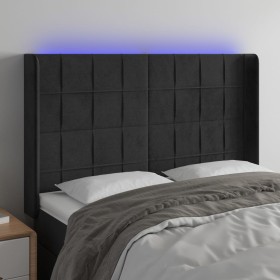 Black velvet headboard with LED 147x16x118/128 cm by vidaXL, Headboards and footboards - Ref: Foro24-3124098, Price: 139,99 €...