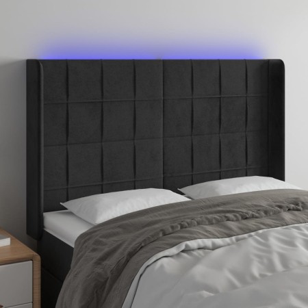 Black velvet headboard with LED 147x16x118/128 cm by vidaXL, Headboards and footboards - Ref: Foro24-3124098, Price: 148,90 €...