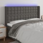 Headboard with LED gray synthetic leather 147x16x118/128cm by vidaXL, Headboards and footboards - Ref: Foro24-3124142, Price:...