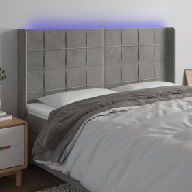 Light gray velvet headboard with LED 203x16x118/128 cm by vidaXL, Headboards and footboards - Ref: Foro24-3124114, Price: 147...