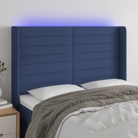 Blue fabric headboard with LED 147x16x118/128 cm by vidaXL, Headboards and footboards - Ref: Foro24-3124192, Price: 125,72 €,...