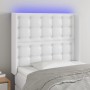 Headboard with LED white synthetic leather 103x16x118/128 cm by vidaXL, Headboards and footboards - Ref: Foro24-3124133, Pric...