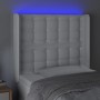 Headboard with LED white synthetic leather 103x16x118/128 cm by vidaXL, Headboards and footboards - Ref: Foro24-3124133, Pric...