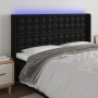 Cabecero con LED cuero sintético negro 147x16x118/128 cm de vidaXL, Cabeceros y pies de cama - Ref: Foro24-3124138, Precio: 1...