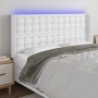 Headboard with LED white synthetic leather 203x16x118/128 cm by vidaXL, Headboards and footboards - Ref: Foro24-3124157, Pric...