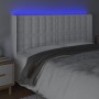 Headboard with LED white synthetic leather 203x16x118/128 cm by vidaXL, Headboards and footboards - Ref: Foro24-3124157, Pric...