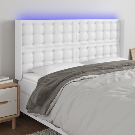 Headboard with LED white synthetic leather 183x16x118/128 cm by vidaXL, Headboards and footboards - Ref: Foro24-3124151, Pric...