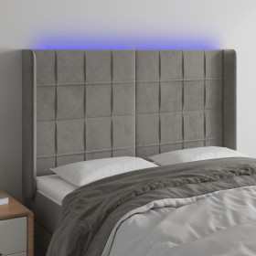 Cabecero con LED de terciopelo gris claro 147x16x118/128 cm de vidaXL, Cabeceros y pies de cama - Ref: Foro24-3124096, Precio...