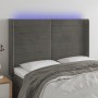 Cabecero con LED de terciopelo gris oscuro 147x16x118/128 cm de vidaXL, Cabeceros y pies de cama - Ref: Foro24-3124237, Preci...