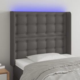 Cabecero con LED cuero sintético gris 93x16x118/128cm de vidaXL, Cabeceros y pies de cama - Ref: Foro24-3124130, Precio: 87,6...