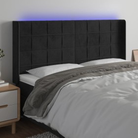 Black velvet headboard with LED 183x16x118/128 cm by vidaXL, Headboards and footboards - Ref: Foro24-3124110, Price: 144,99 €...