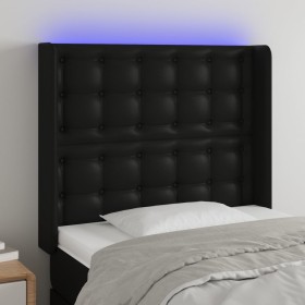 Cabecero con LED cuero sintético negro 83x16x118/128 cm de vidaXL, Cabeceros y pies de cama - Ref: Foro24-3124120, Precio: 82...