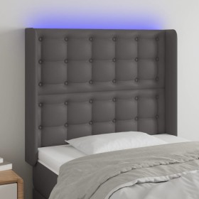 Cabecero con LED cuero sintético gris 103x16x118/128cm de vidaXL, Cabeceros y pies de cama - Ref: Foro24-3124136, Precio: 89,...