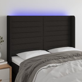 Black fabric headboard with LED 147x16x118/128 cm by vidaXL, Headboards and footboards - Ref: Foro24-3124188, Price: 125,72 €...