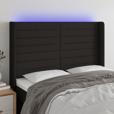 Black fabric headboard with LED 147x16x118/128 cm by vidaXL, Headboards and footboards - Ref: Foro24-3124188, Price: 131,90 €...