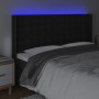 Cabecero con LED cuero sintético negro 203x16x118/128 cm de vidaXL, Cabeceros y pies de cama - Ref: Foro24-3124156, Precio: 1...