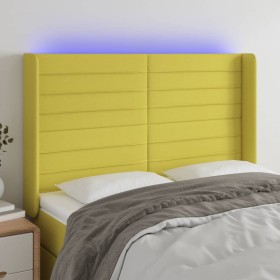 Headboard with LED in green fabric 147x16x118/128 cm by vidaXL, Headboards and footboards - Ref: Foro24-3124193, Price: 108,9...