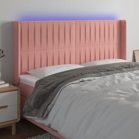 Pink velvet headboard with LED 183x16x118/128 cm by vidaXL, Headboards and footboards - Ref: Foro24-3124351, Price: 145,12 €,...