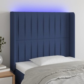 Blue fabric headboard with LED 93x16x118/128 cm by vidaXL, Headboards and footboards - Ref: Foro24-3124274, Price: 80,99 €, D...