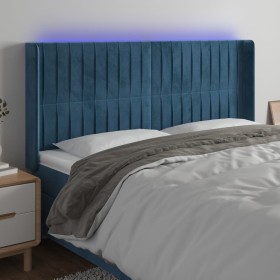 Dark blue velvet LED headboard 203x16x118/128 cm by vidaXL, Headboards and footboards - Ref: Foro24-3124356, Price: 148,21 €,...