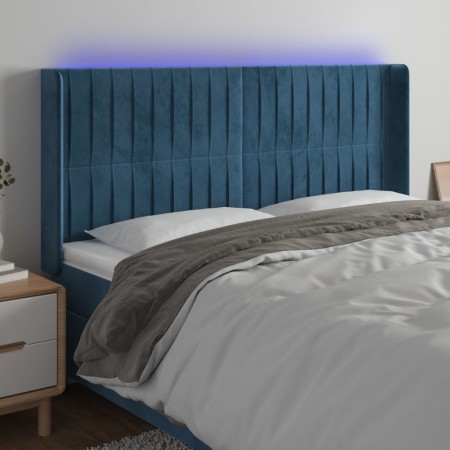 Dark blue velvet LED headboard 203x16x118/128 cm by vidaXL, Headboards and footboards - Ref: Foro24-3124356, Price: 150,96 €,...