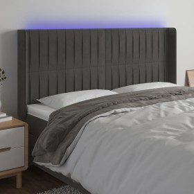 Cabecero con LED de terciopelo gris oscuro 163x16x118/128 cm de vidaXL, Cabeceros y pies de cama - Ref: Foro24-3124341, Preci...