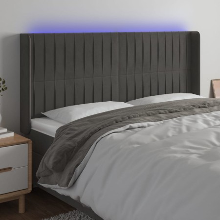 Cabecero con LED de terciopelo gris oscuro 163x16x118/128 cm de vidaXL, Cabeceros y pies de cama - Ref: Foro24-3124341, Preci...