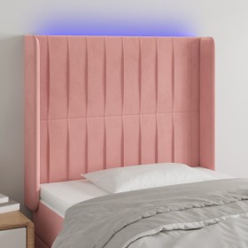 Pink velvet headboard with LED 83x16x118/128 cm by vidaXL, Headboards and footboards - Ref: Foro24-3124321, Price: 80,92 €, D...