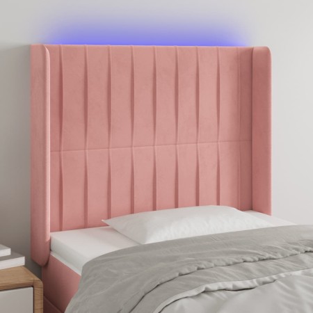 Pink velvet headboard with LED 83x16x118/128 cm by vidaXL, Headboards and footboards - Ref: Foro24-3124321, Price: 87,50 €, D...