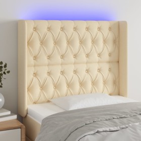 Cream fabric headboard with LED 93x16x118/128 cm by vidaXL, Headboards and footboards - Ref: Foro24-3124371, Price: 100,56 €,...