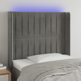 Light gray velvet headboard with LED 83x16x118/128 cm by vidaXL, Headboards and footboards - Ref: Foro24-3124316, Price: 78,5...