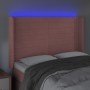 Pink velvet headboard with LED 147x16x118/128 cm by vidaXL, Headboards and footboards - Ref: Foro24-3124241, Price: 136,00 €,...