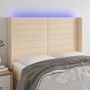 Cabecero con LED de tela color crema 147x16x118/128 cm de vidaXL, Cabeceros y pies de cama - Ref: Foro24-3124191, Precio: 125...