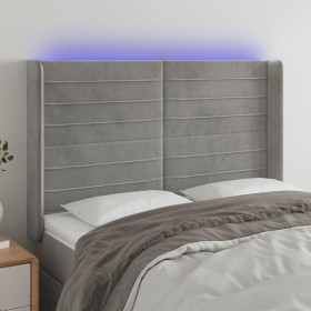 Cabecero con LED de terciopelo gris claro 147x16x118/128 cm de vidaXL, Cabeceros y pies de cama - Ref: Foro24-3124236, Precio...