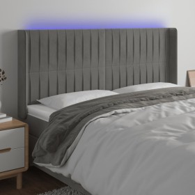 Cabecero con LED de terciopelo gris claro 183x16x118/128 cm de vidaXL, Cabeceros y pies de cama - Ref: Foro24-3124346, Precio...