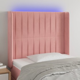 Rosa Samtkopfteil mit LED 103x16x118/128 cm von vidaXL, Kopf- und Fußteile - Ref: Foro24-3124333, Preis: 88,06 €, Rabatt: %