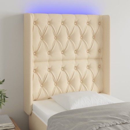 Cabecero con LED de tela color crema 83x16x118/128 cm de vidaXL, Cabeceros y pies de cama - Ref: Foro24-3124363, Precio: 97,6...