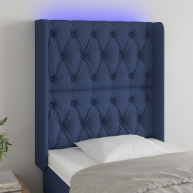 Blue fabric headboard with LED 83x16x118/128 cm by vidaXL, Headboards and footboards - Ref: Foro24-3124364, Price: 96,99 €, D...