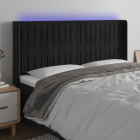 Black velvet headboard with LED 183x16x118/128 cm by vidaXL, Headboards and footboards - Ref: Foro24-3124348, Price: 147,99 €...